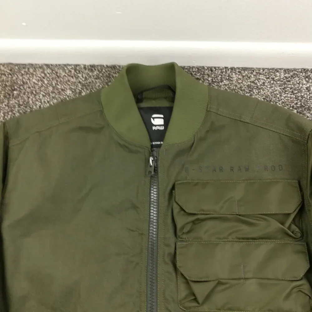 NWT G Star Raw Bomber Jacket Chest Pocket BM Full Zip Green Mens Medium $290